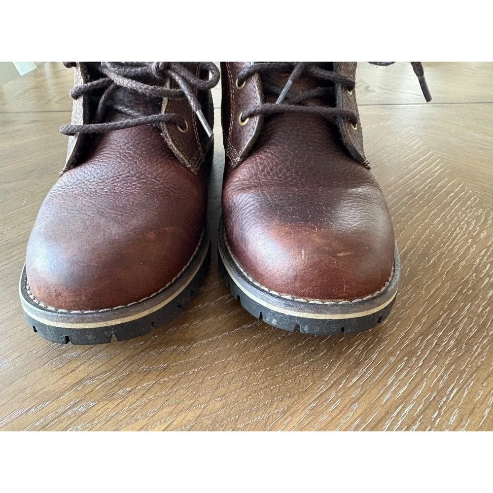 GH Bass Luxe Men Brown Pebbled Leather Lace Up Ankle Lug Sole Boots 7M 02P2-2886